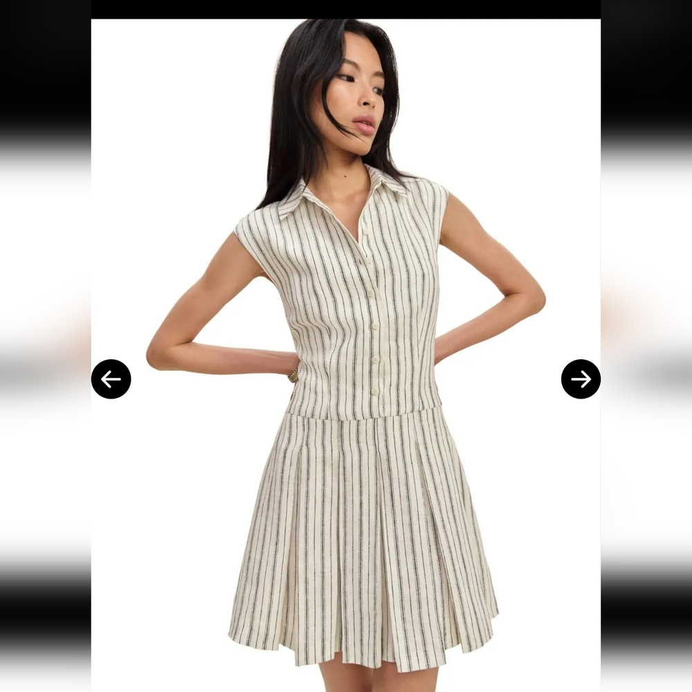 Reformation Arella Linen Dress In Elsie Stripe Size 6